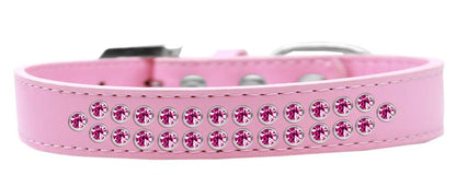 Collar de moda para perros, cachorros y mascotas, "Aros de cristal rosa brillante de dos hileras"