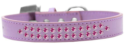 Collar de moda para perros, cachorros y mascotas, "Aros de cristal rosa brillante de dos hileras"