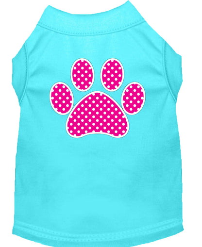 Camisa para perros y gatos con estampado serigrafiado, "Pink Swiss Dot Paw"