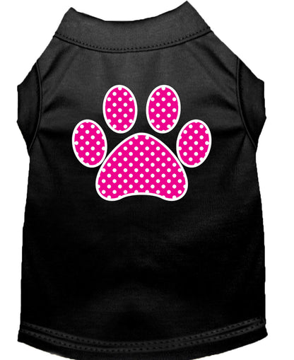 Camisa para perros y gatos con estampado serigrafiado, "Pink Swiss Dot Paw"