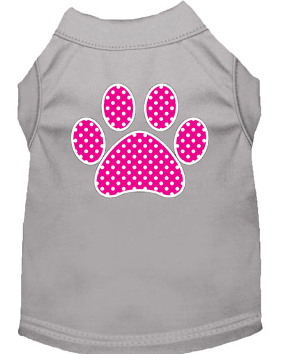 Camisa para perros y gatos con estampado serigrafiado, "Pink Swiss Dot Paw"