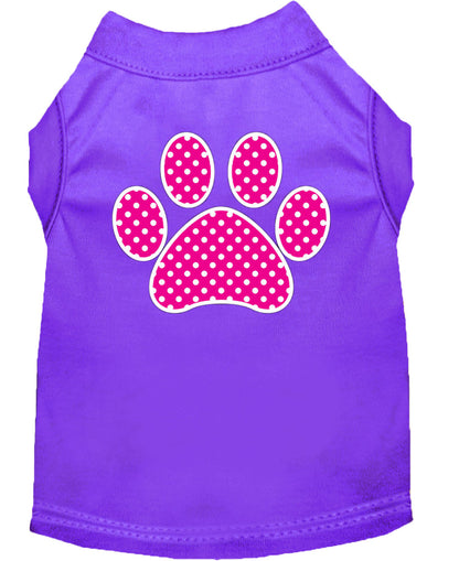 Camisa para perros y gatos con estampado serigrafiado, "Pink Swiss Dot Paw"