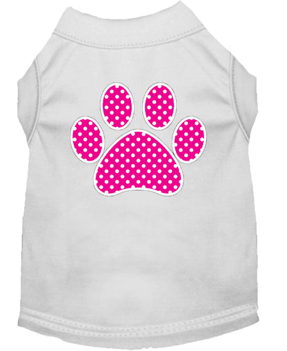 Camisa para perros y gatos con estampado serigrafiado, "Pink Swiss Dot Paw"