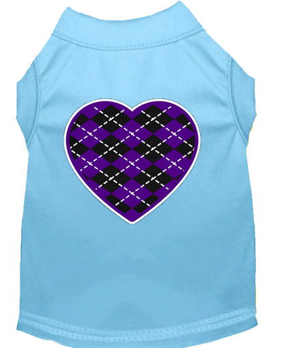 Camisa para perros y gatos serigrafiada, "Argyle Heart Purple"