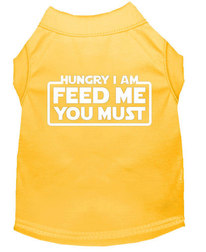 Pet Dog & Cat Shirt Screen Printed, "Hungry I Am, Feed Me You Must"