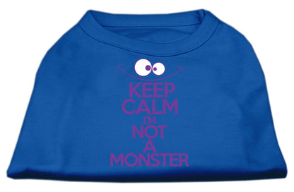 Pet Dog & Cat Shirt Screen Printed, "Keep Calm I'm Not A Monster"