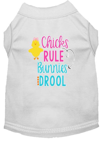 Pet Dog & Cat Shirt Screen Printed, "Chicks Rule, Bunnies Drool"