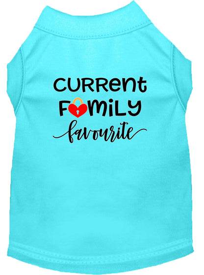 Camisa para perros y gatos con serigrafía, "Favorito de la familia actual"