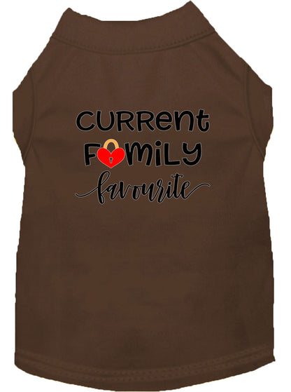 Camisa para perros y gatos con serigrafía, "Favorito de la familia actual"