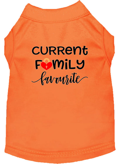 Camisa para perros y gatos con serigrafía, "Favorito de la familia actual"