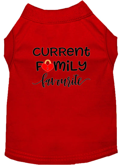 Camisa para perros y gatos con serigrafía, "Favorito de la familia actual"