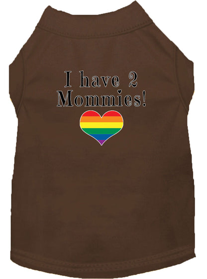 Pet Dog & Cat Shirt Screen Printed, "I Have Two Mommies"