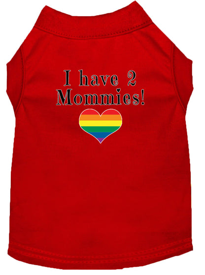 Pet Dog & Cat Shirt Screen Printed, "I Have Two Mommies"