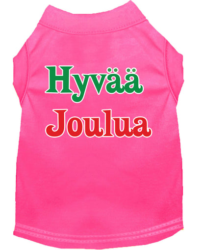 Camisa navideña para perros serigrafiada, "Hyvaa Joulua"