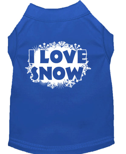 Camisa navideña para perros serigrafiada, "I Love Snow"