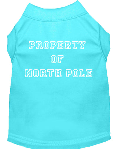 Christmas Screenprinted Dog Shirt, "Property Of North Pole"