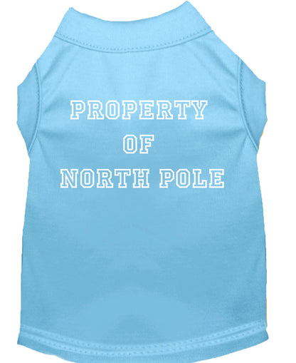 Christmas Screenprinted Dog Shirt, "Property Of North Pole"