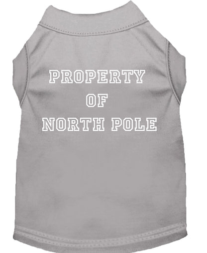 Christmas Screenprinted Dog Shirt, "Property Of North Pole"