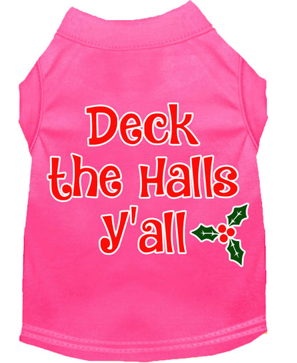 Christmas Pet Dog & Cat Shirt Screen Printed, "Deck The Halls, Y'all"