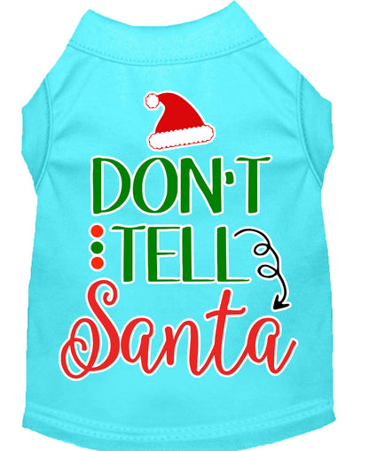 Camisa navideña para perros y gatos serigrafiada, "Don't Tell Santa"