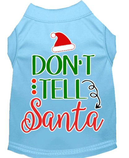 Camisa navideña para perros y gatos serigrafiada, "Don't Tell Santa"