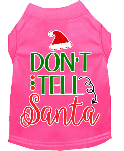 Camisa navideña para perros y gatos serigrafiada, "Don't Tell Santa"