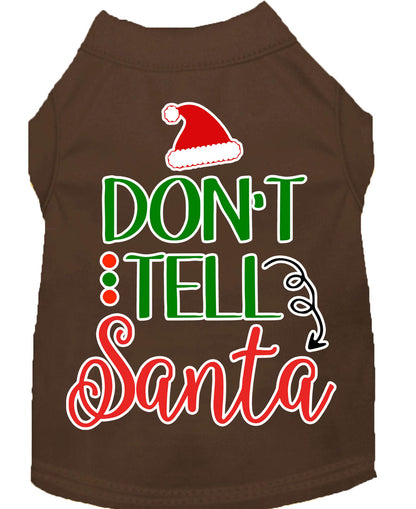 Camisa navideña para perros y gatos serigrafiada, "Don't Tell Santa"