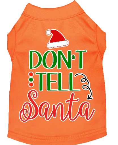 Camisa navideña para perros y gatos serigrafiada, "Don't Tell Santa"