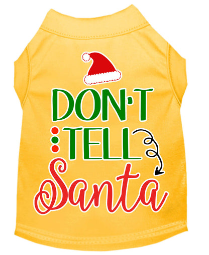 Camisa navideña para perros y gatos serigrafiada, "Don't Tell Santa"