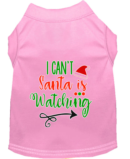 Christmas Pet Dog & Cat Shirt Screen Printed, "I Can't, Santa is Watching"