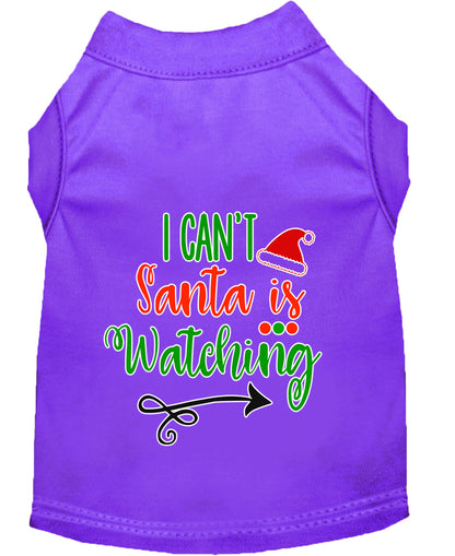 Christmas Pet Dog & Cat Shirt Screen Printed, "I Can't, Santa is Watching"