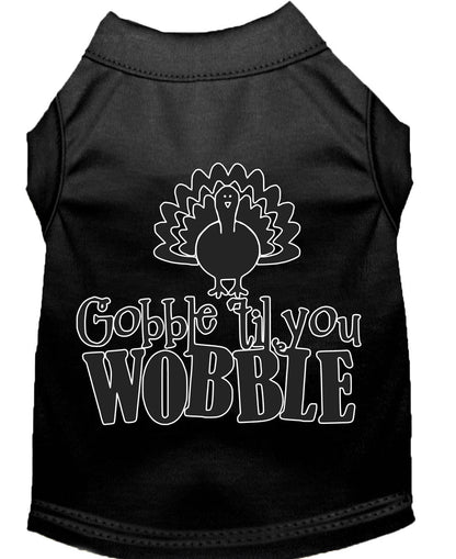 Camisa para perros y gatos serigrafiada, "Gobble Til Ya Wobble"