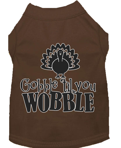 Camisa para perros y gatos serigrafiada, "Gobble Til Ya Wobble"