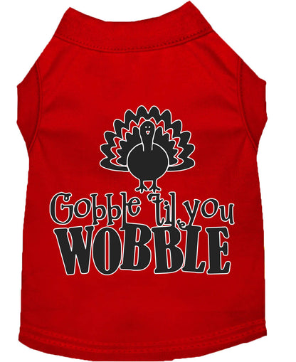 Camisa para perros y gatos serigrafiada, "Gobble Til Ya Wobble"