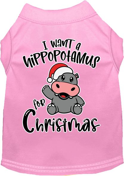 Christmas Pet Dog & Cat Shirt Screen Printed, "I Want A Hippopotamus For Christmas"