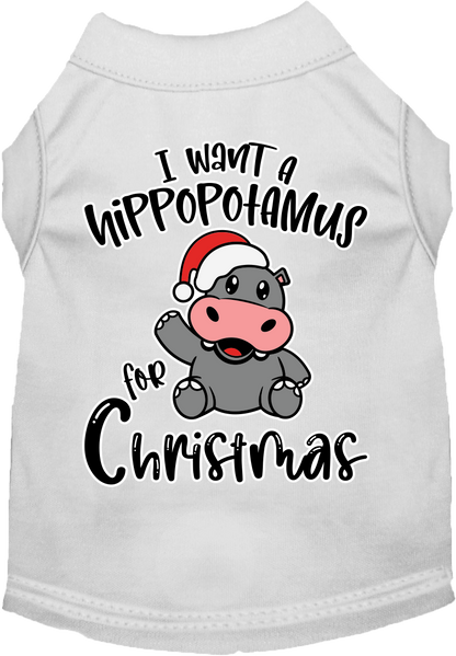 Christmas Pet Dog & Cat Shirt Screen Printed, "I Want A Hippopotamus For Christmas"