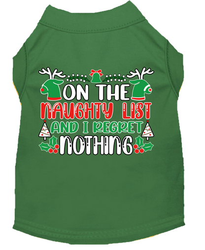 Christmas Cat or Dog Shirt for Pets, "On The Naughty List And I Regret Nothing"