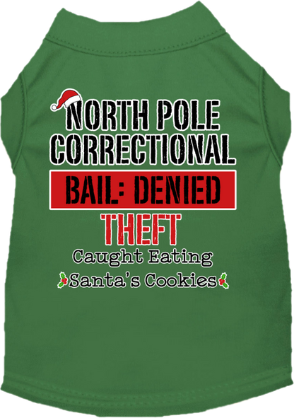 Christmas Pet Dog & Cat Shirt Screen Printed, "North Pole Correctional"