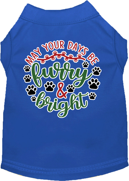 Christmas Pet Dog and Cat Shirt Screen Printed, "Furry & Bright"