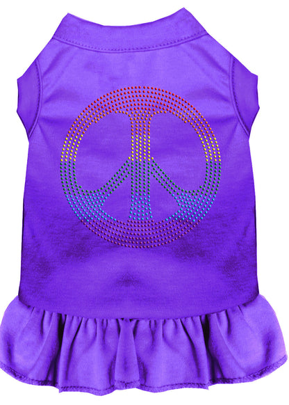 Pet Dog & Cat Dress Rhinestone, "Rainbow Peace"