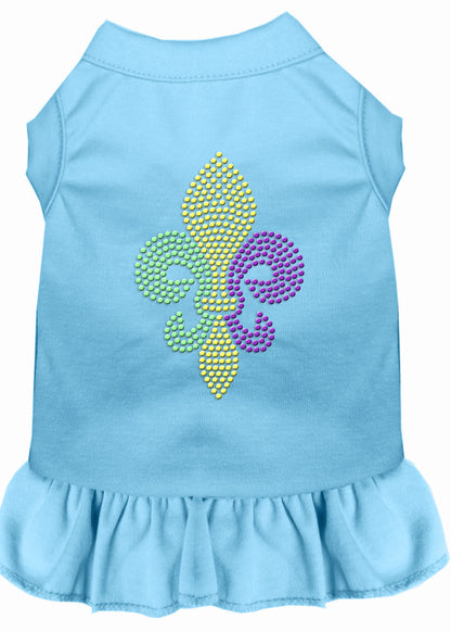 Vestido para perros y gatos con diamantes de imitación, "Mardi Gras Fleur De Lis"