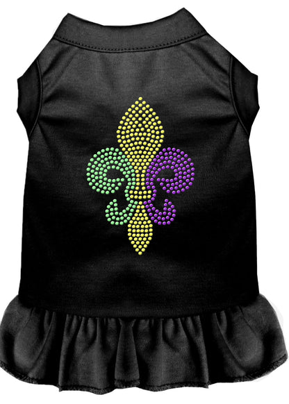 Vestido para perros y gatos con diamantes de imitación, "Mardi Gras Fleur De Lis"