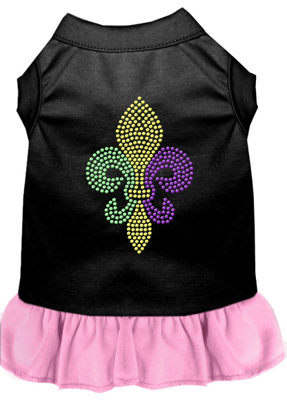 Vestido para perros y gatos con diamantes de imitación, "Mardi Gras Fleur De Lis"