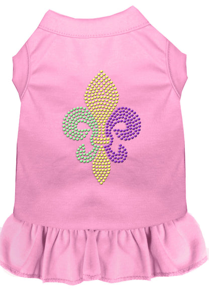 Vestido para perros y gatos con diamantes de imitación, "Mardi Gras Fleur De Lis"