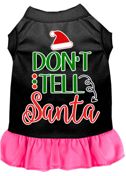 Christmas Pet Dog & Cat Dress Screen Printed, "Don't Tell Santa"