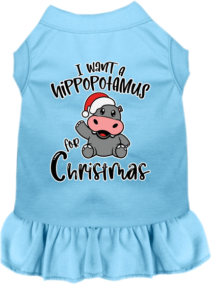 Christmas Pet, Dog and Cat Dress Screen Printed, "I Want A Hippopotamus For Christmas"