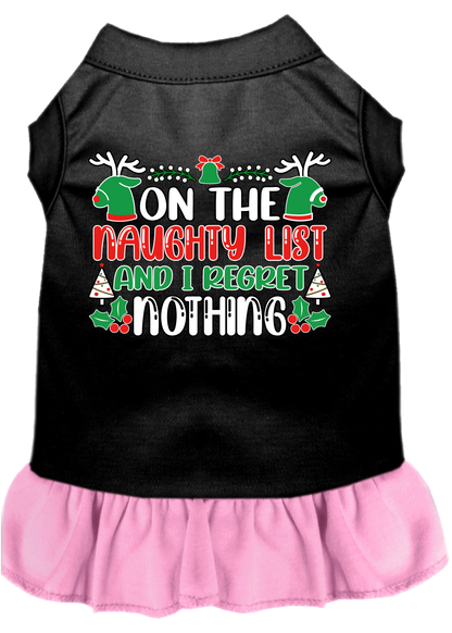 Christmas Pet, Dog and Cat Dress Screen Printed, "On The Naughty List And I Regret Nothing"