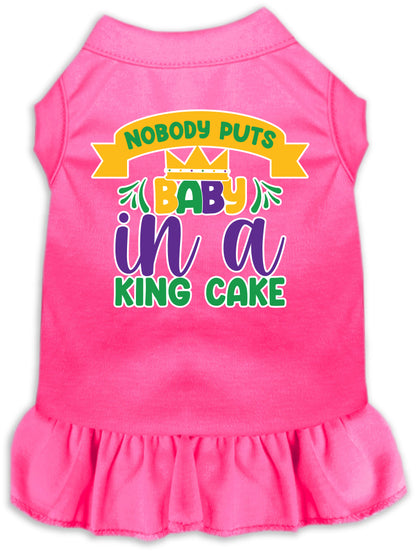 Pet Dog & Cat Screen Printed Dress "Nobody Puts Baby In A King Cake"