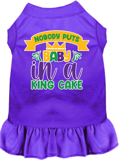 Pet Dog & Cat Screen Printed Dress "Nobody Puts Baby In A King Cake"