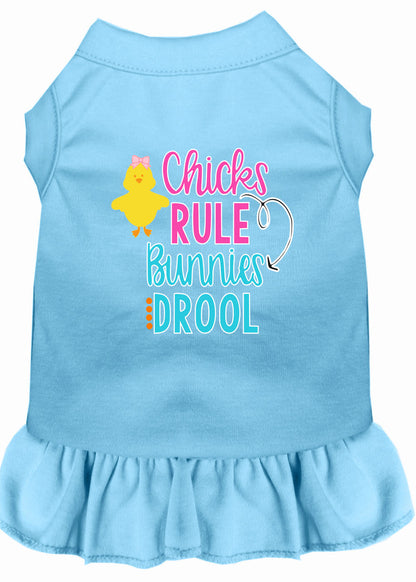 Vestido para perros y gatos serigrafiado, "Chicks Rule, Bunnies Drool"